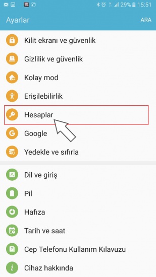 Android Outlook Ayarları
