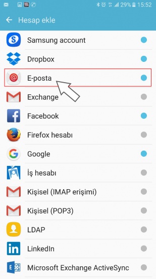 Android Outlook Ayarları
