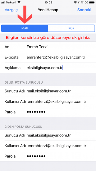 Iphone Outlook Ayarları