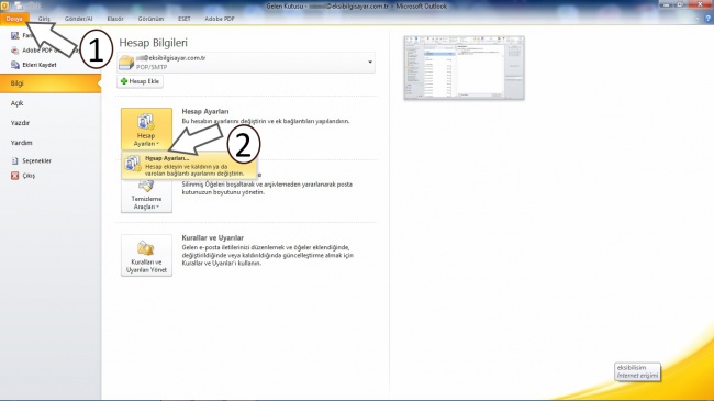 Microsoft Outlook E-Posta Ayarları